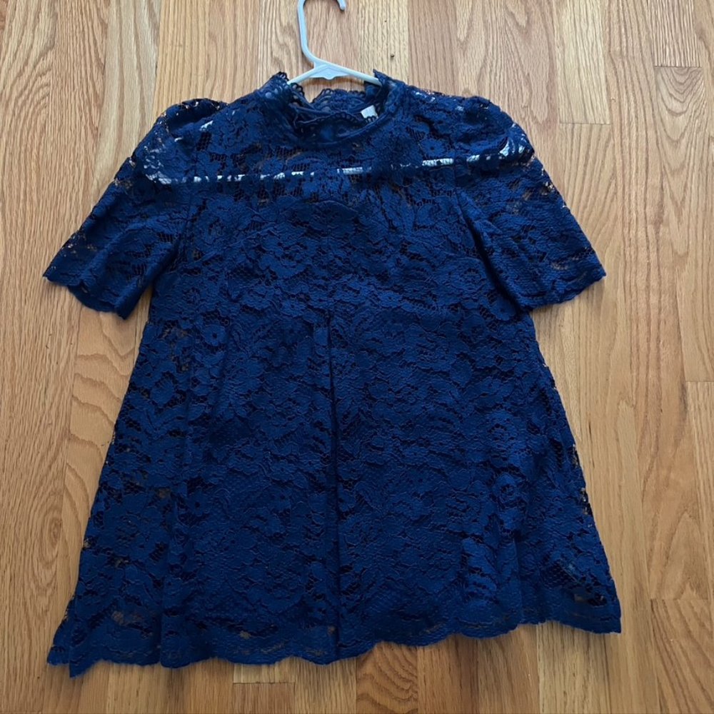 Anthropologie Lace Navy Blue Top